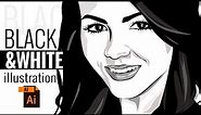 Black and white portrait illustration by adobe illustrator | Art monkey | digital art