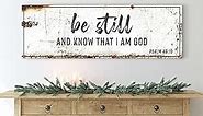 Tailored Canvases Christian Wall Art - Framed Bible Quotes and Bible Verse Canvas For Bedroom, Office, and Kitchen - Psalm 46:10 Be Still and Know That I am God Faith Wall Decor, 12x36