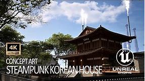 Unreal Engine 5.3 | Concept Art | Steampunk Korean Traditional House "Hanok" [4K]