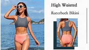 Holipick Sporty High Waisted Crop Top Racerback Bikini Sets