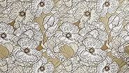 Ambesonne Floral Design Peel & Stick Wallpaper for Home, Vintage Color Palette Drawn Delicate Poppy Pattern Line Style Art, Self-Adhesive Living Room Kitchen Accent, 13" x 100", Khaki White Pale Green
