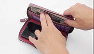 Lacass Case Wallet for Samsung Galaxy S23 FE 2023, Crossbody Dual Zipper Detachable Magnetic Leather Wallet Case Cover Wristlets Wrist Strap 13 Card Slots Money Pocket (Floral Purple)