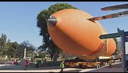 Space shuttle Endeavour fuel tank moving into position