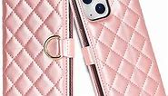 Ｈａｖａｙａ for iPhone 13 Wallet Case for Women iPhone 13 Wallet Case with Card Holder Phone Wallet Case with Credit Card Slots and Kickstabd Flip Cover-Rose Gold Phone case