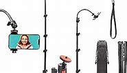 Tall Cell Phone Tripod, Phone Floor Video Tripod, Adjustable Gooseneck Phone Tripod with Carry Bag, 360 Swivel Head, Phone Clamp for iPhone 15 /Pro/Pro Max/Plus/14/13/12/11, S22 S21