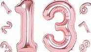 Rose Gold Number 13 Balloons,40 Inch Birthday Number Balloon Party Decorations Supplies Helium Foil Mylar Digital Balloons (Rose Gold Number 13)