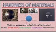 Hardness of materials (Metals, Plastics and Ceramics) (Theory and Practice)