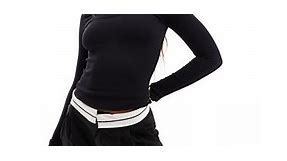 ASOS DESIGN seamless double layer long sleeve top in rib black | ASOS