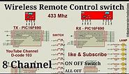 Wireless Remote Control Switch - 8 Channel at 433Mhz with All Off switch