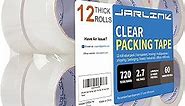 JARLINK Clear Packing Tape (12 Rolls), Heavy Duty Packaging Tape for Shipping Packaging Moving Sealing, 2.7mil Thick, 1.88 inches Wide, 60 Yards Per Roll, 720 Total Yards