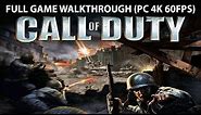 Call of Duty 1 FULL Game Walkthrough - No Commentary (PC 4K 60FPS)