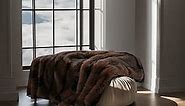 Faux Fur Throw Blanket (76 x 90 inch), Super Soft and Cozy Plush Blanket for Bed and Couch, All Season Blanket for Home Decor (Brown, 76''x90'')