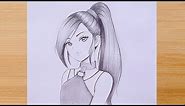 How to draw Anime GIRL - step by step || Pencil Sketch for beginners