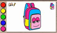 Drawing Cute Backpack - How to Draw Cute Backpack Step by Step
