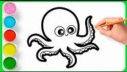 How To Draw Octopus | Octopus Colours For Kids | Animal Octopus Drawing