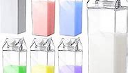 Clear Carton Plastic Milk / Water Bottles, Portable, Reusable Carton Shaped Water Container, Juice, Tea Jug for Travelling Sports Camping Outdoor Activities (6 Pieces), 17 oz
