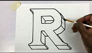 Draw letter R in 3D for assignment and project work | Alphabet R drawing | 3D letter tutorial