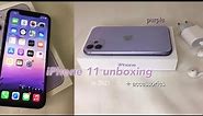 Purple iPhone 11 unboxing in 2021 + accessories and set up