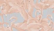 Tempaper Pink & Blue Flamingo Removable Peel and Stick Wallpaper, 20.5 in X 16.5 ft, Made in The USA