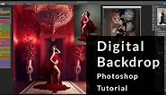 Digital Background Compositing in photoshop - Valentines Backdrop & Fine Art Floral Backdrop