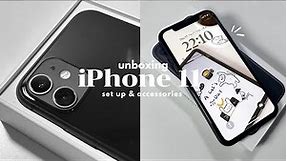 iphone 11 unboxing 2023 (black) 🖤 | aesthetic unboxing + set up, accessories ✧.*
