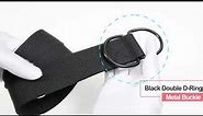 Men&Women Canvas Belt Web Fabric Casual Belt with Black Double D-ring 1 1/2" Wide Set of 2