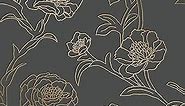 Tempaper Noir Peonies Removable Peel and Stick Floral Wallpaper, 20.5 in X 16.5 ft, Made in The USA