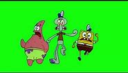 Spongebob Squidward And Patrick Running Green Screen
