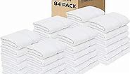 GOLD TEXTILES 84 Pack Economy White Bath Towels Bulk (22x44 Inches) Cotton Blend Multi-Purpose Hotel Towel for Commercial & Home Use – Lightweight, Easy Care & Quick Dry Towels for Pool, Gym and Spa