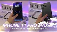 iPhone 14 Pro Max Deep Purple unboxing + cases + accessories (anker nano) | aesthetic unboxing 🔮