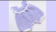 How to Crochet newborn baby girl romper with snap buttons 0-3 months easy Crochet for Baby 202