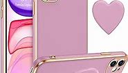 Telaso iPhone 11 Case, iPhone 11 Phone Case with Separate Love Heart Shape Kickstand Holder Soft TPU Plating Bumper Protective Slim Shockproof iPhone 11 Phone Case Cover for Girls Women, Lilac Purple