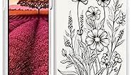Topgraph Case Compatible for iPhone 15 Pro Cute Floral Clear for Women Girly Designer Girls, Transparent Phone Case Floral Design Compatible with iPhone 15 Pro (Botanical Black Flowers Line Art)
