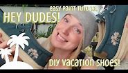 Easy DIY custom Hey Dude shoes! stamps & paint, palm tree tropical vacation shoes!