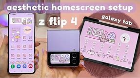 how I customize my samsung z flip 4 homescreen 💖 cute & aesthetic android theme ✨ unboxing & setup