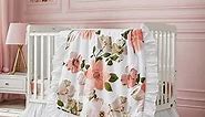 Brandream Sunny Floral Crib Bedding Sets for Girls Nursery Set 3-Piece Farmhouse Comforter Set, Baby or Toddler Fitted Sheet, Double Lace Crib Bed Skirt, Cotton