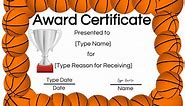 Free Printable Basketball Certificates | Edit Online and Print at Home