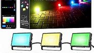 USTELLAR Smart RGB Flood Light Outdoor 40W, Color Changing Led Landscape Lights, RGBW 2700K Spotlight App Control Works with Alexa,16 Million Colors & Timing & Music Sync, IP66, Plug & Play (6 Pack)