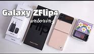 Samsung Galaxy ZFlip4 (pink gold) unboxing + accessories ft. ZFlip3 comparison