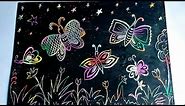 Scratch Art | Drawing by Scratching Technique with Oil Pastel |Draw Butterflies |Crayon Etching Art