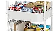 3 Tier Metal Cart on Wheels, Heavy Duty Rolling Storage Cart for Kitchen to Organize Books Snacks Tools, White