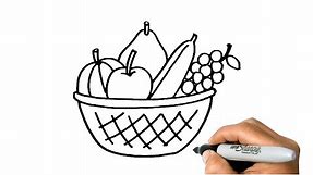 How to DRAW a Basket of FRUITS Easy and Simple