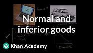 Normal and inferior goods | Supply, demand, and market equilibrium | Microeconomics | Khan Academy