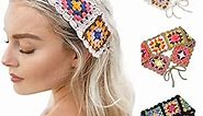 HAIMEIKANG Hippie Hair Bandanas Headbands for Women Boho Headband Knit Hair Bands Floral Head Wrap for Girls(Black+White+Gray)