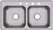 Elkay DSE233194 Dayton Equal Double Bowl Drop-in Stainless Steel Sink,33 x 19