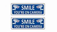Smile Your on Camera Signs, (2 Pack) Video Surveillance Sign