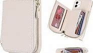 Hamany Crossbody Phone Case for iPhone 11 Case with Strap for Women iPhone 11 Wallet Case with Card Holder Flip Folio Leather Zipper Cover with Credit Holder-White