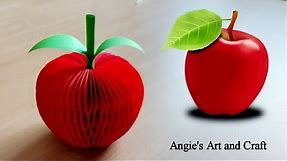 How to Make 3d Apple| 3d Art|Origami Apple| Paper Crafts|Angie's Art and Craft