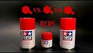 Tamiya Spray Paint Comparison: Pure Red TS-86 vs. Bright Red TS-49 vs. Red X-7