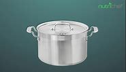 NutriChef 5-Quart Stainless Steel Stockpot - 18/8 Food Grade Heavy Duty Large Stock Pot for Stew, Simmering, Soup, Includes Lid, Dishwasher Safe, Works w/ Induction, Ceramic & Halogen Cooktops
